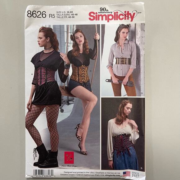 Simplicity 8626 Sewing Pattern Size 14-22 Womens Corset Belt Waistbelt Uncut FF - Picture 1 of 5